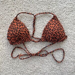 BuffBunny Sun Kissed Triangle String Bikini Top Size Small ( XS ) Brown Leopard